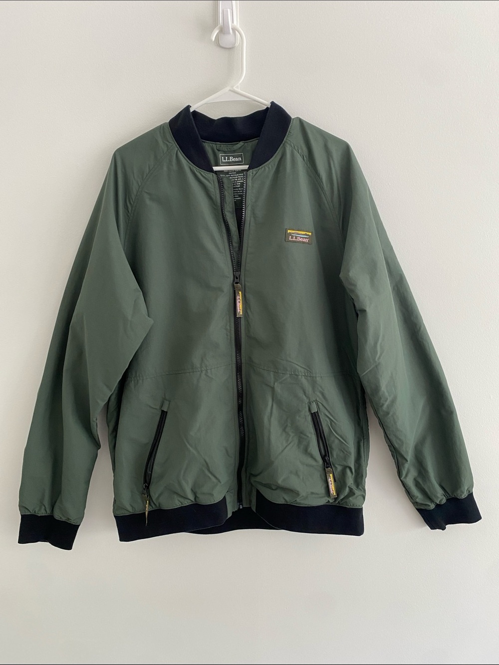 LL Bean Men's 3-Season Nylon Bomber Jacket Thyme LARGE TALL